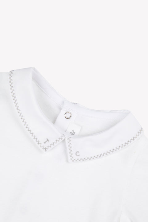 Body - White cotton Pointed collar Embrodery gray - Image principale