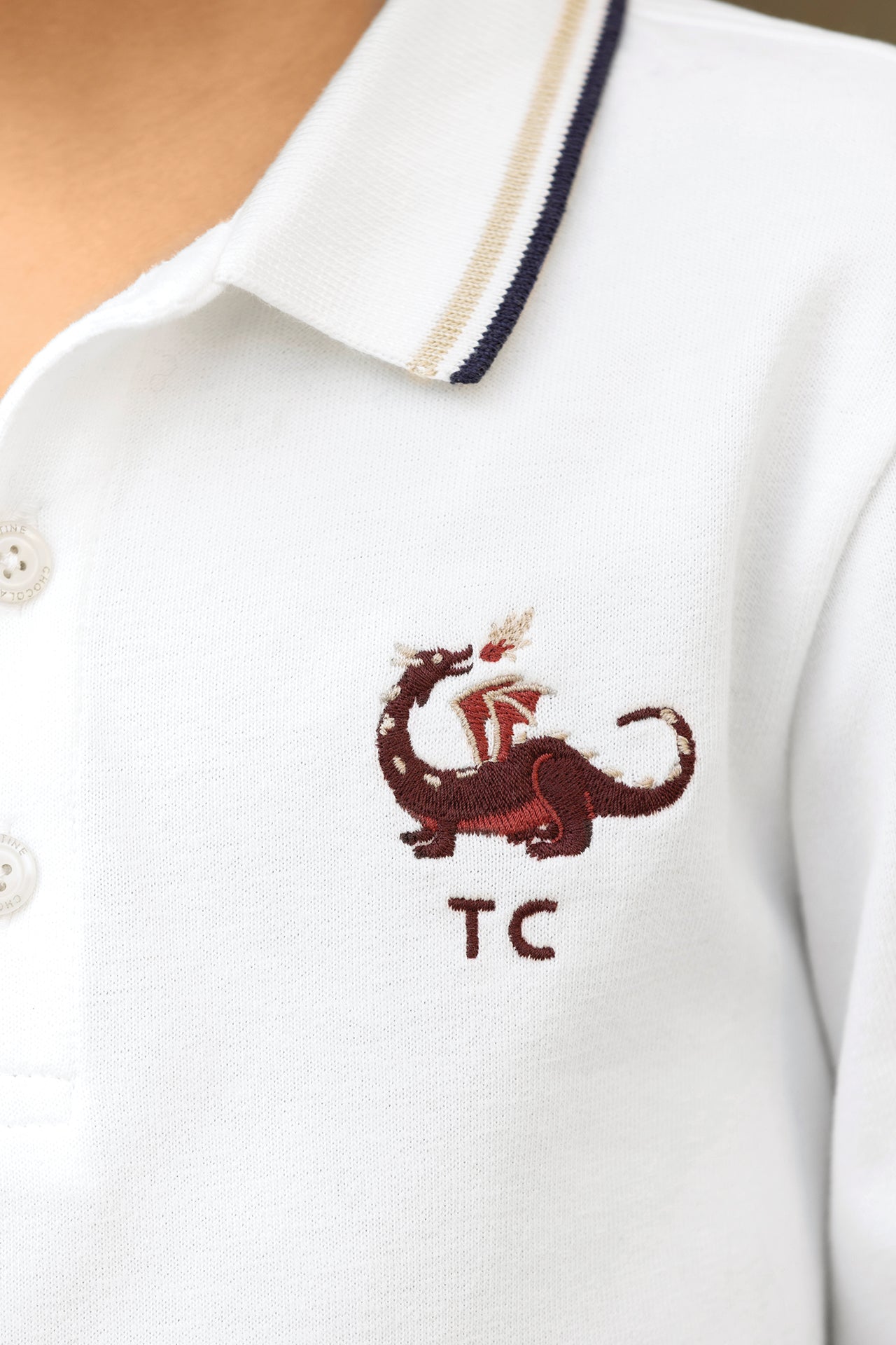 Polo - Sable coton broderie dragon