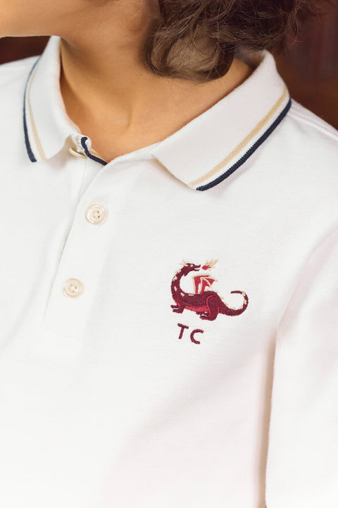 Polo shirt - Sand cotton Embrodery dragon - Image principale