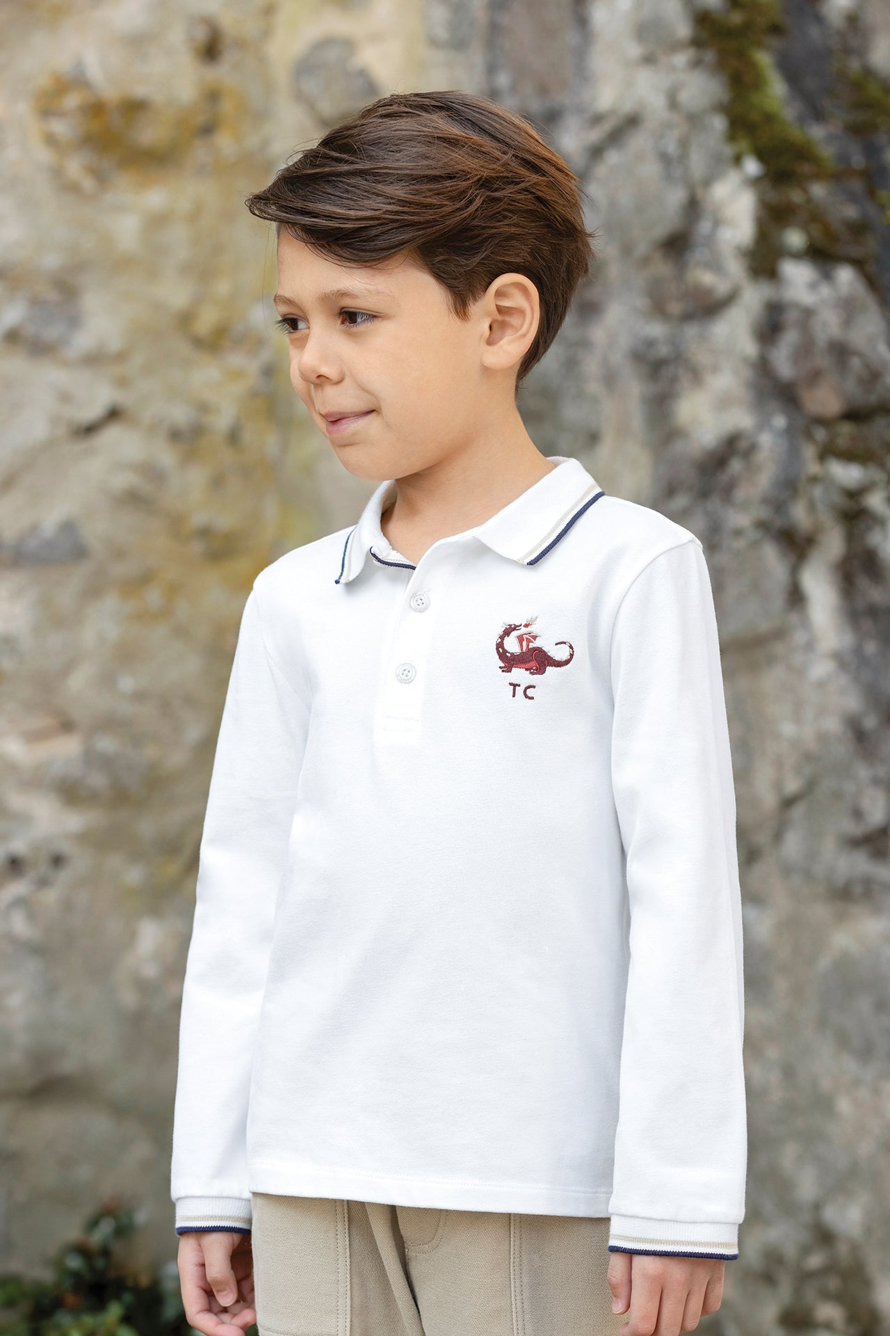 Polo - Sable coton broderie dragon