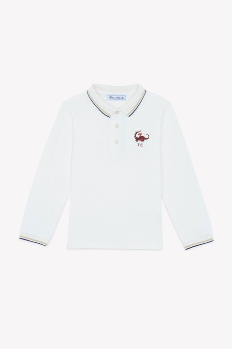 Polo shirt - Sand cotton Embrodery dragon - Image principale