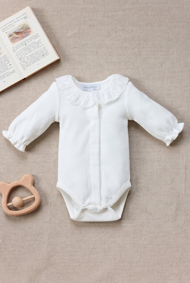 Body - Ecru cotton Ruffled collar Embrodery - Image principale