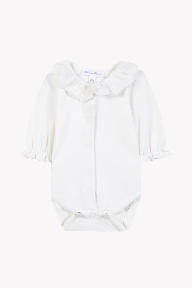 Body - Ecru cotton Ruffled collar Embrodery - Image principale