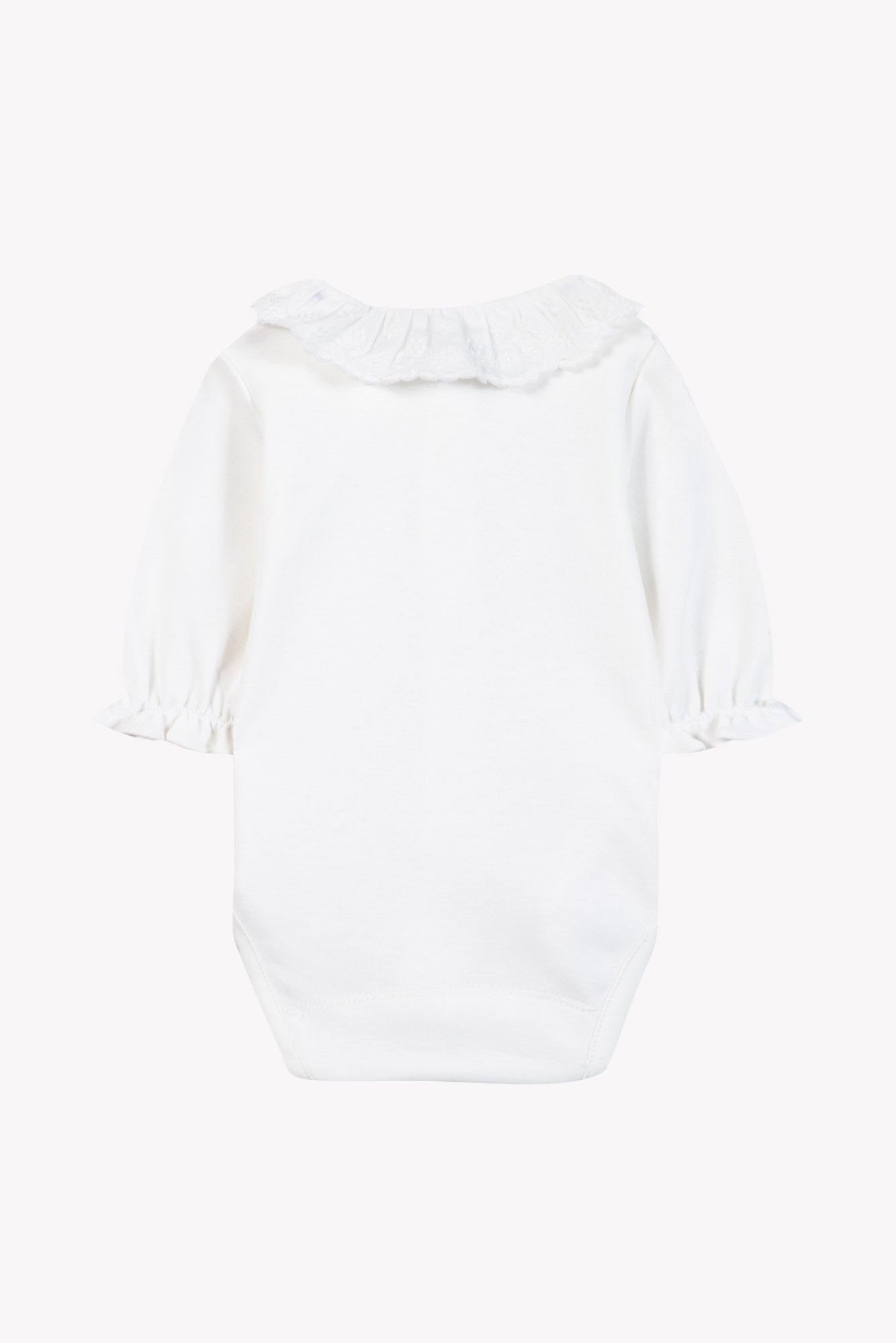 Body - Ecru coton col volanté broderie