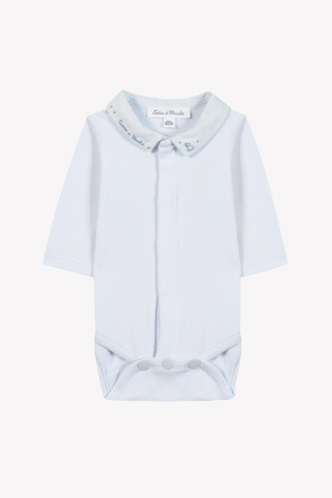 Body - Sky blue cotton Pointed collar - Image principale