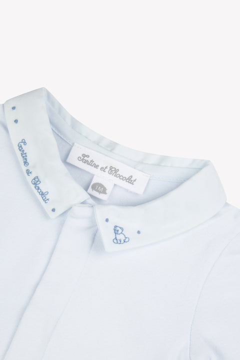 Body - Sky blue cotton Pointed collar - Image principale