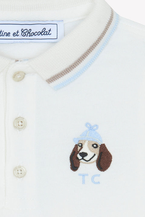 Polo - Ecru coton broderie chien - Image principale