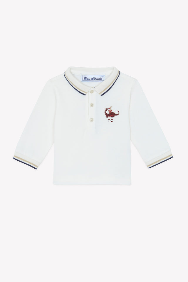 Polo - Sable coton col pointu manches longues - Image principale
