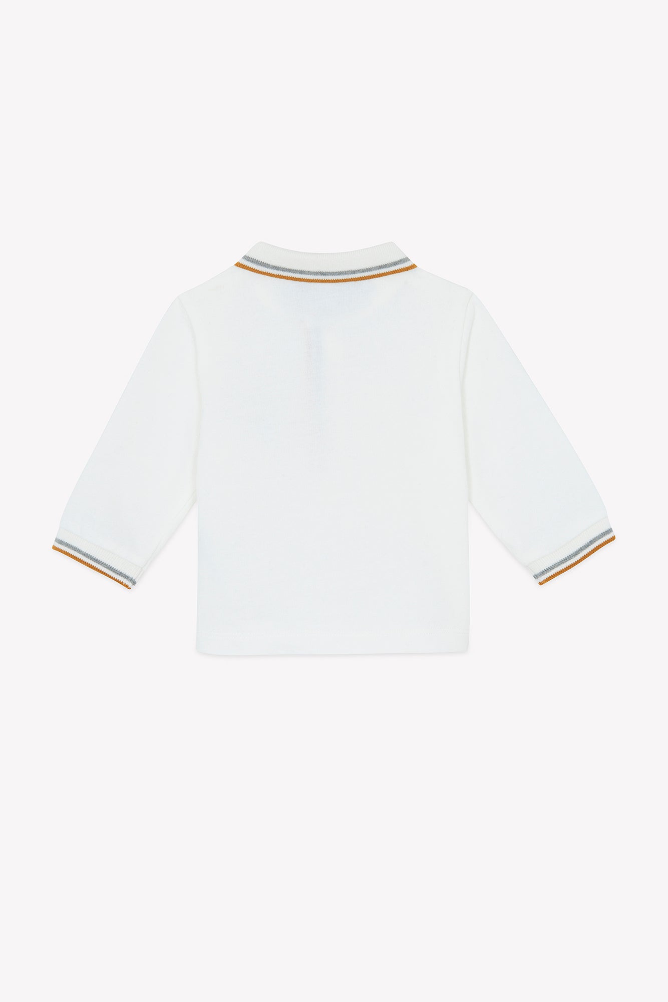 Polo - Gris chiné coton col pointu manches longues