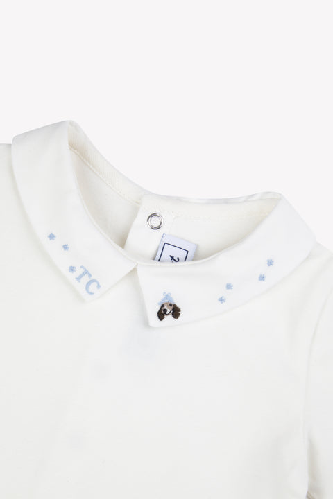 Body - Blue cotton horizon Embrodery dog - Image principale