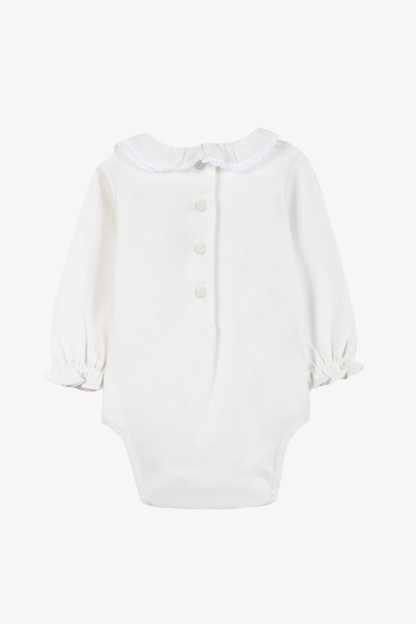 Body - Ecru coton col volanté dentelle fine