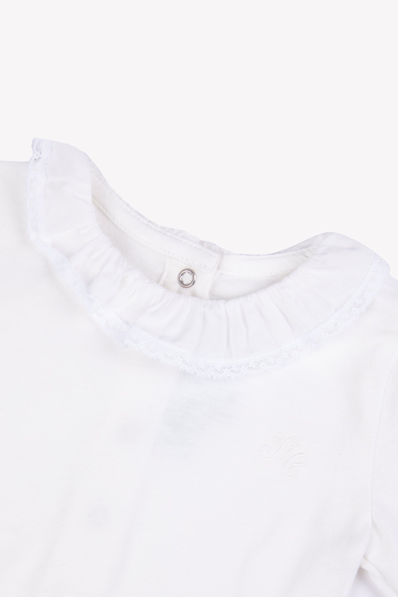 Body - Ecru coton col volanté dentelle fine