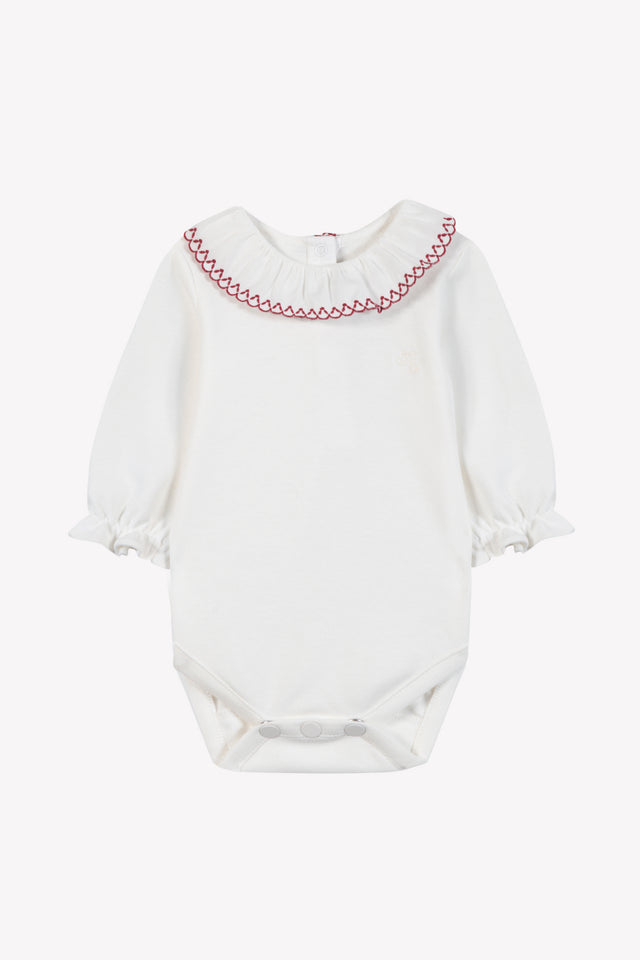 Body - Cotton cherry Ruffled collar Embrodery - Image principale