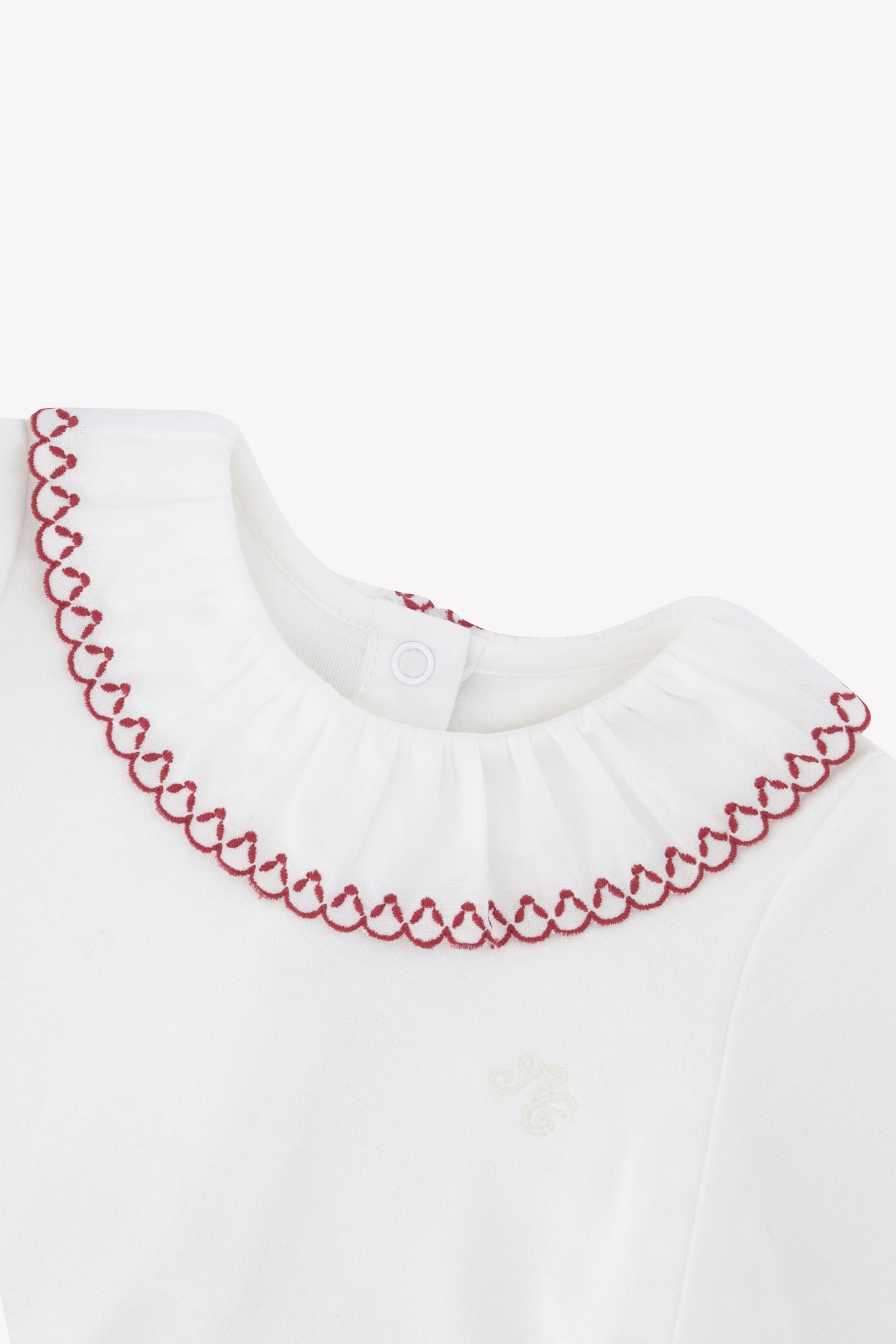 Body -  Cerise coton col volanté broderie