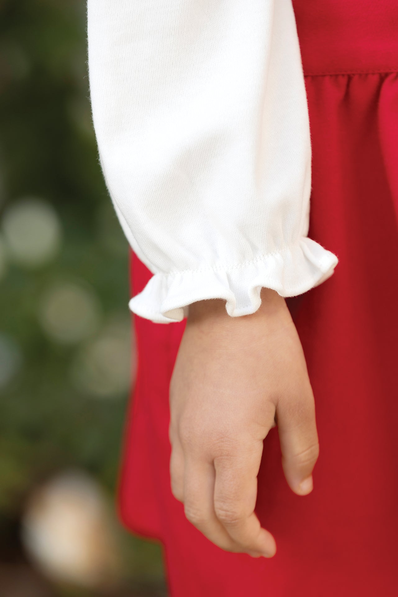 Body - Ecru cotton Ruffled collar Embrodery Red