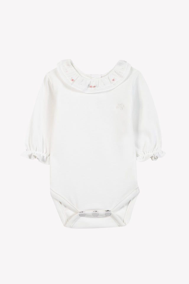 Body - Cotton dew Ruffled collar  flower embroidery - Image principale