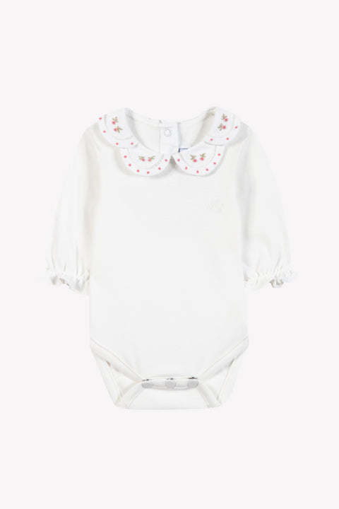 Body - Fard di cotone Colletto Claudine Festone fiorito - Image principale