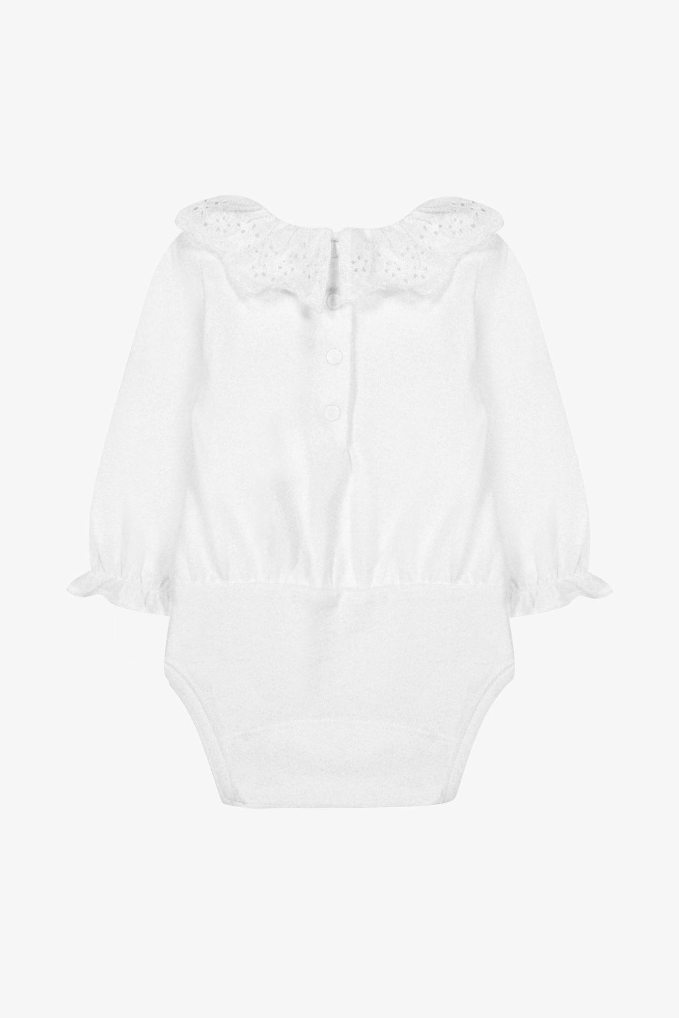 Body - Ecru coton col volanté broderie anglaise