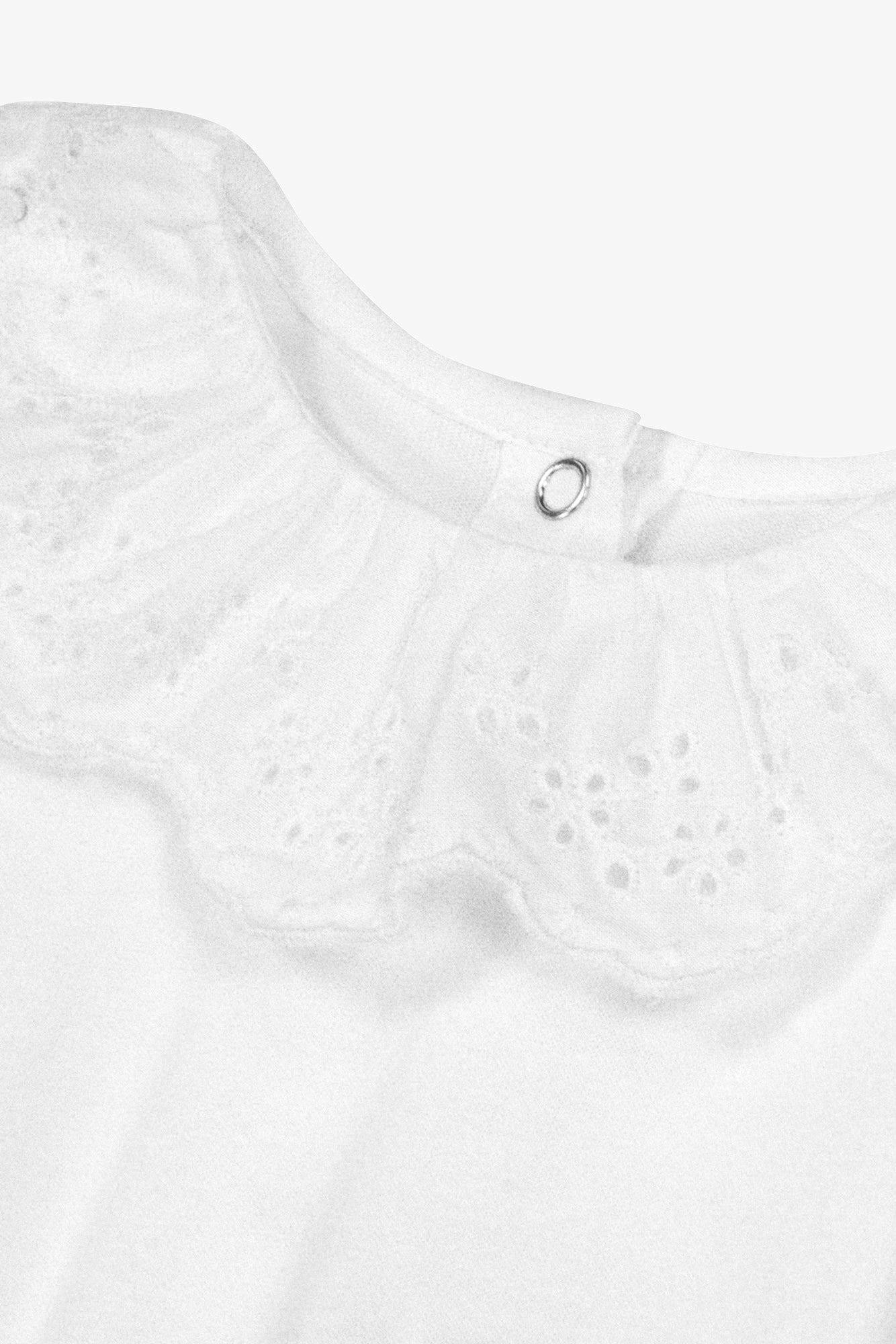 Body - Ecru coton col volanté broderie anglaise