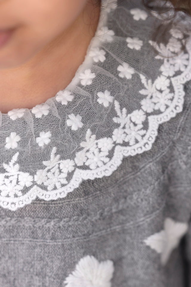 Body - Ecru cotton Ruffled collar Scalloped - Image principale