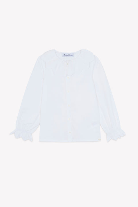 Blouse - White cotton Ruffled collar - Image principale