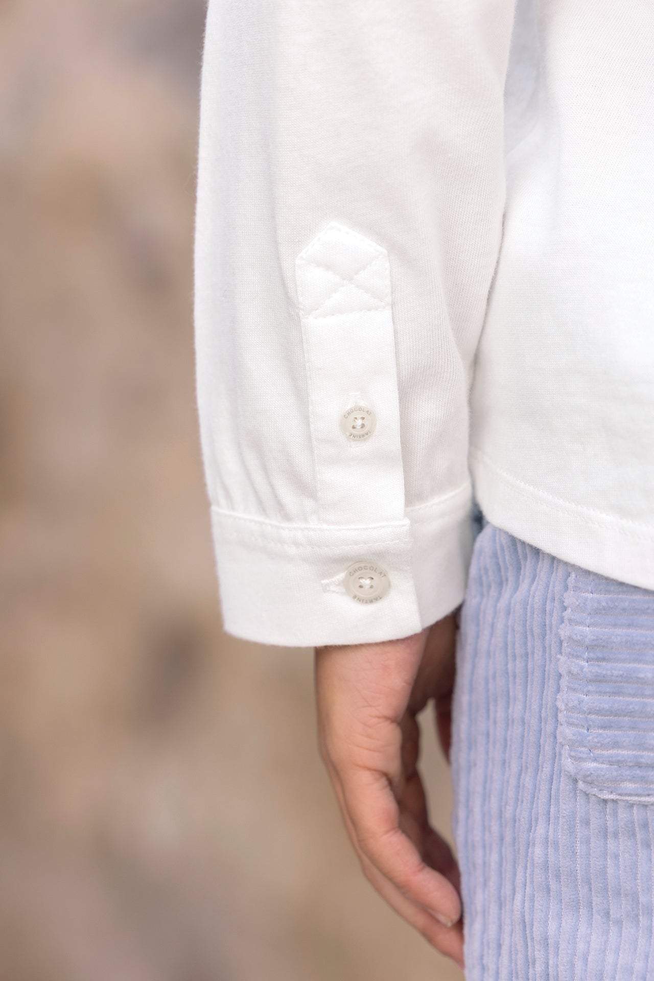 Chemise - Ecru coton col pointu broderie