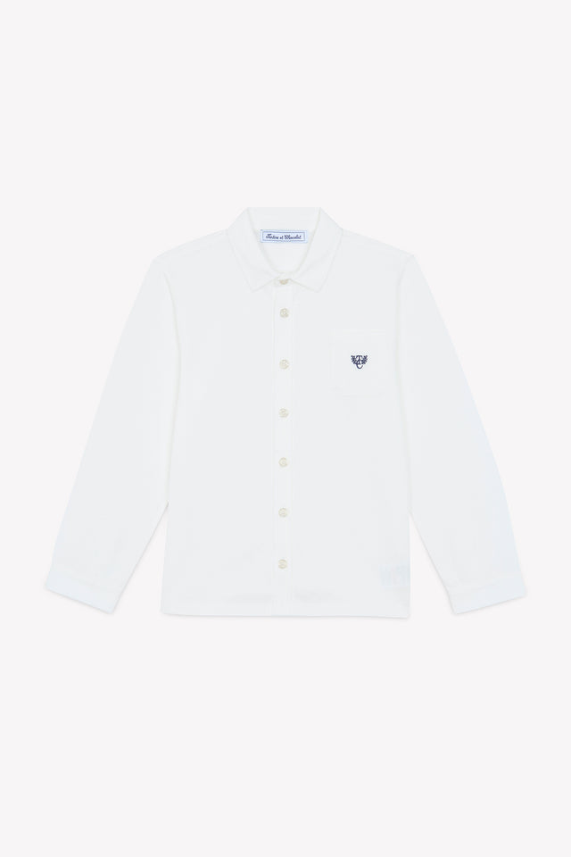 Chemise - Ecru coton col pointu broderie - Image principale