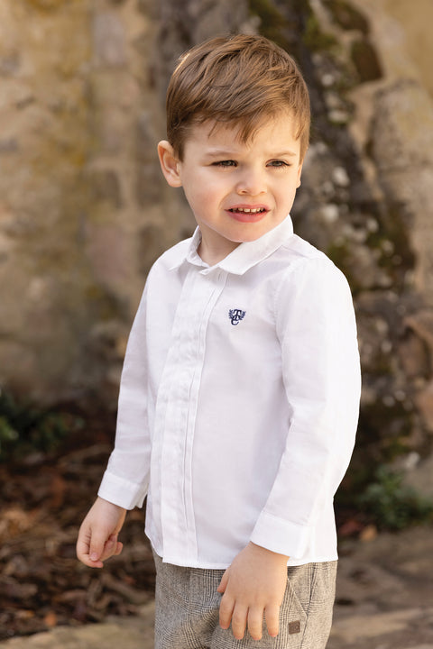 Shirt - White cotton Pointed collar Pleats religious - Image principale