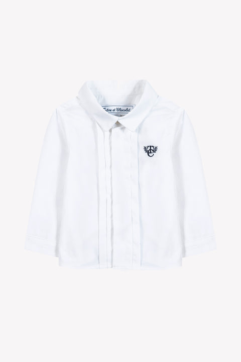 Shirt - White cotton Pointed collar Pleats religious - Image principale