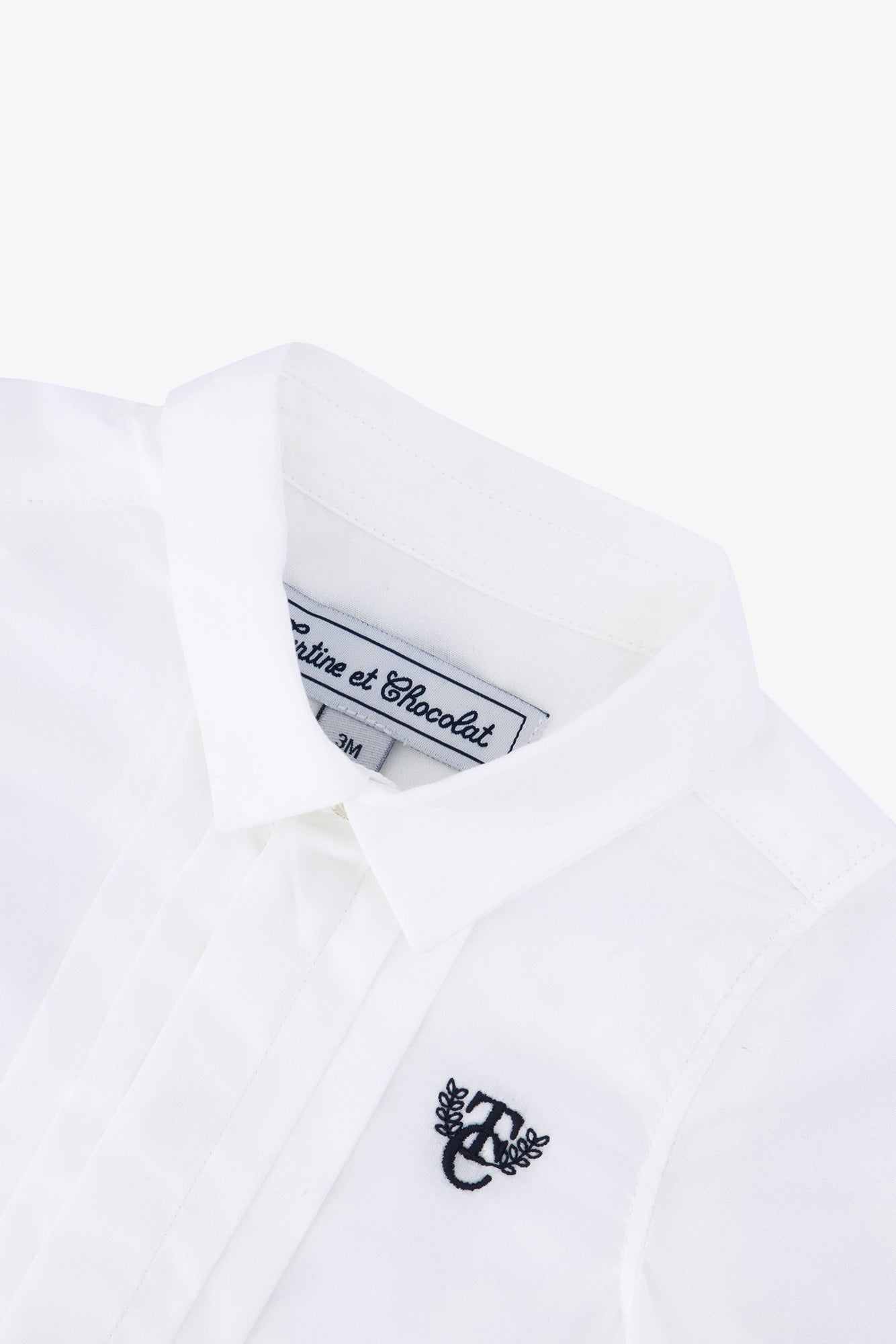 Shirt - White cotton Pointed collar Pleats religious