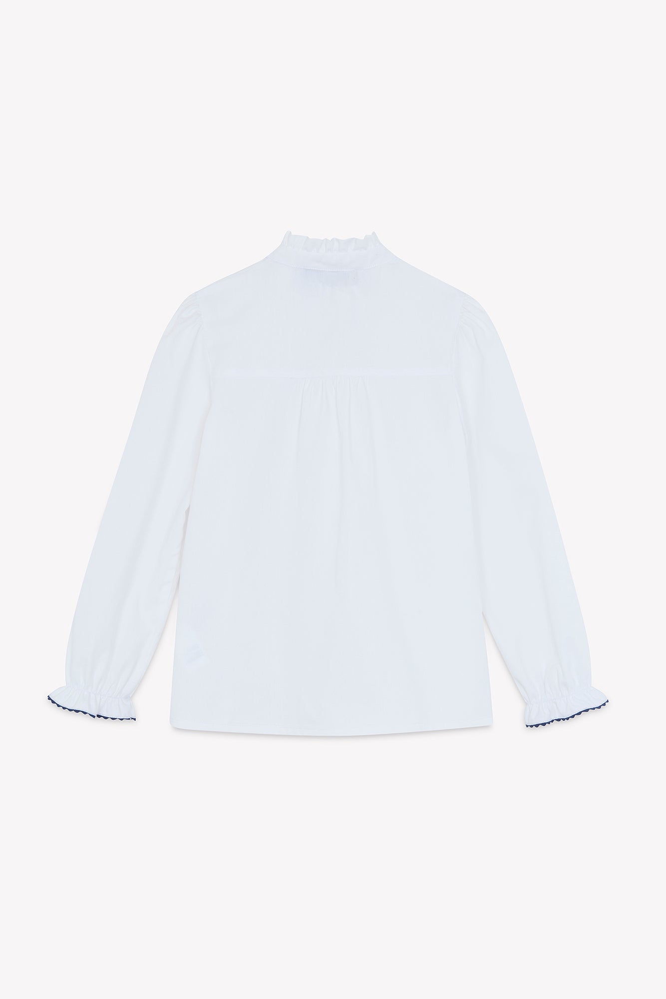 Blouse - Blanc coton col cheminé montant