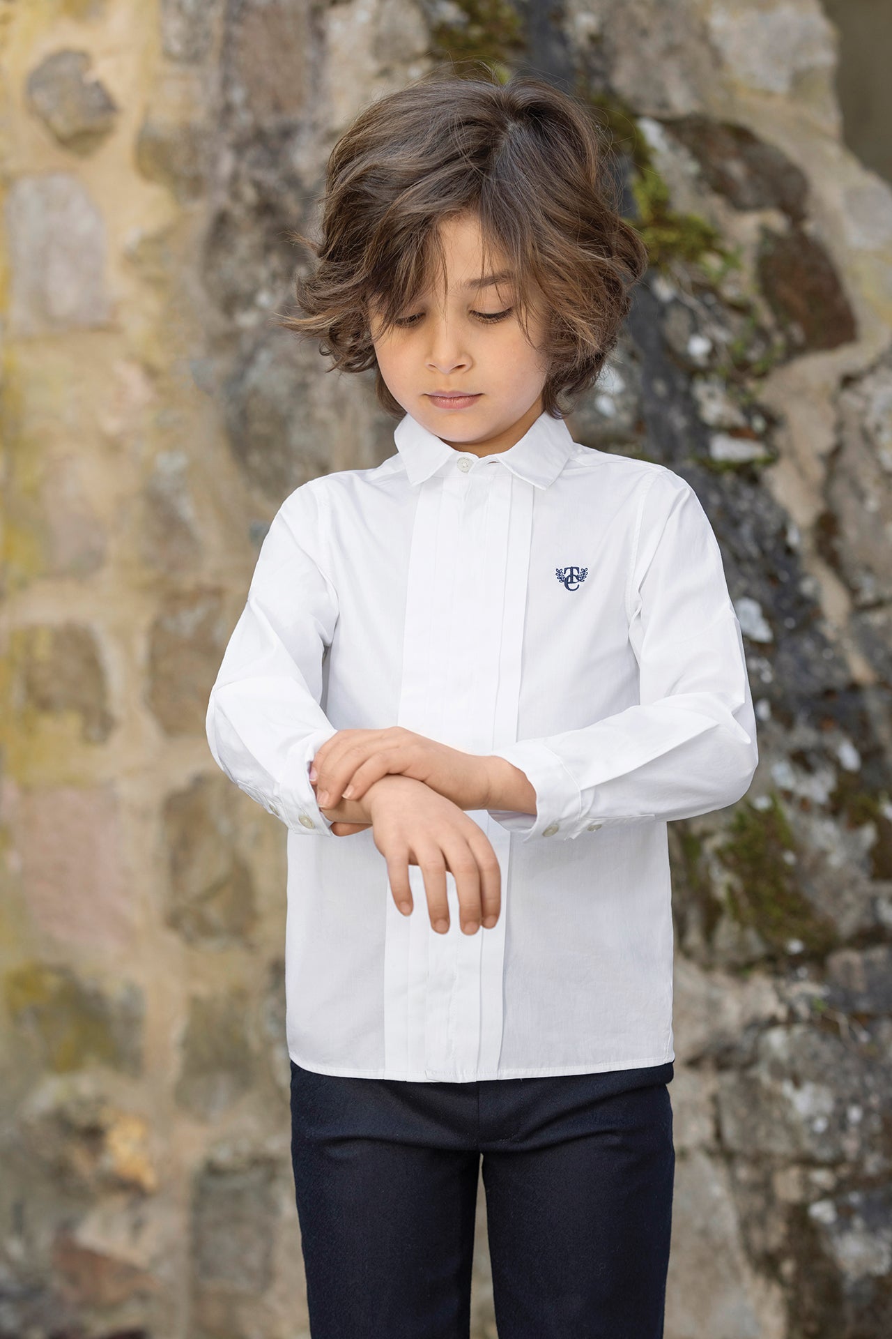 Camisa - Blanco algodon Plisado religioso