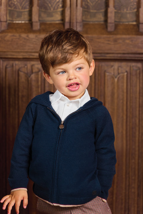 Cardigan - Navy Wool to Hood zipped - Image principale