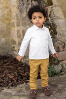 Pantalon - Piqué de algodón mostaza