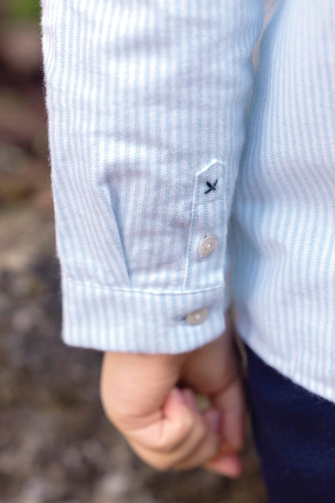 Shirt - Sky blue cotton Stripes - Image principale