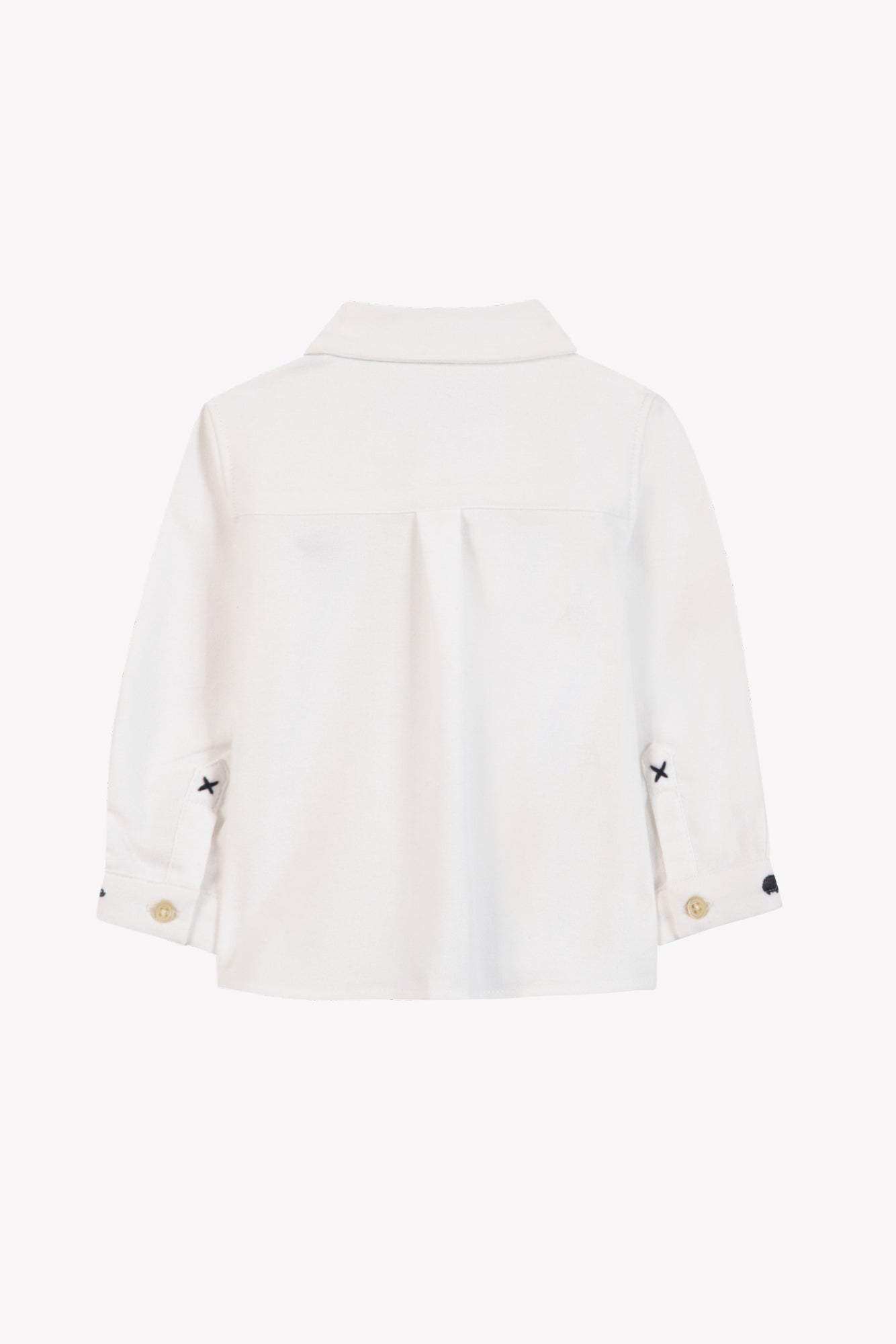 Shirt - White cotton Pointed collar Embrodery TC