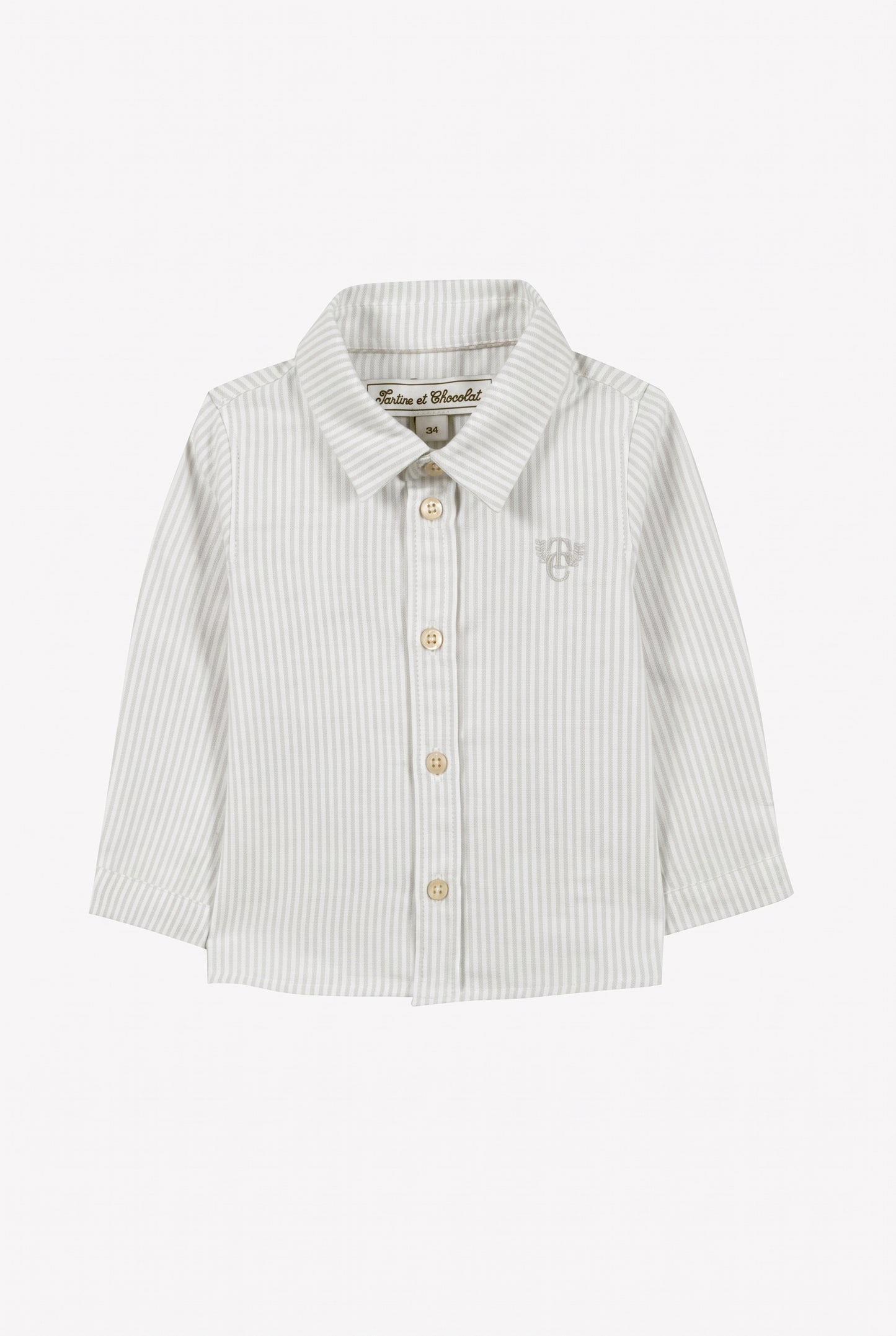 Shirt - Light grey Pointed collar Stripes