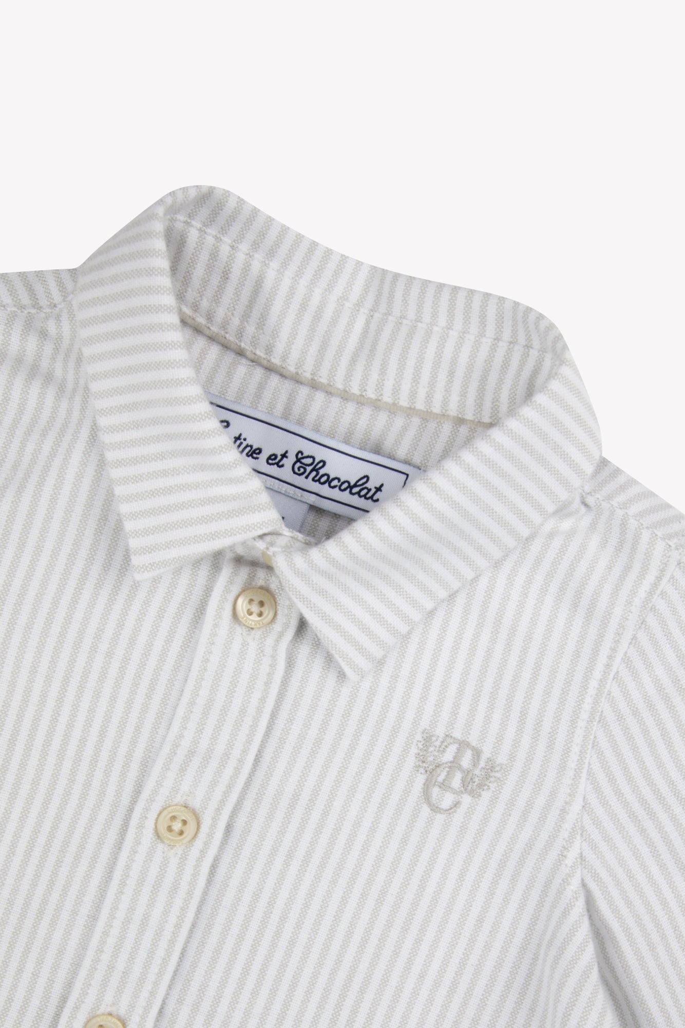 Shirt - Light grey Pointed collar Stripes