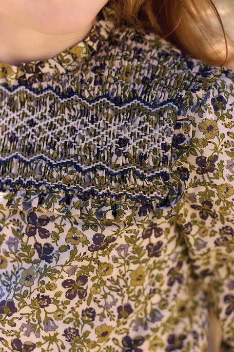Bluse - Olivgrün bedruckte Baumwolle Liberty - Image principale