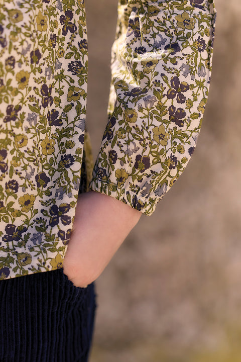 Bluse - Olivgrün bedruckte Baumwolle Liberty - Image principale
