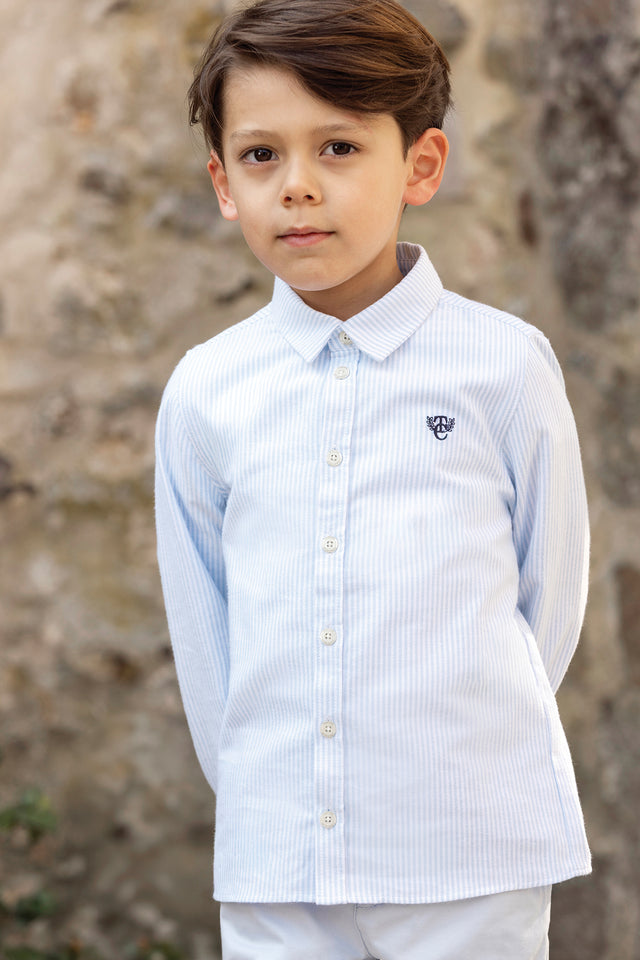 Chemise - Bleu ciel coton rayures - Image principale