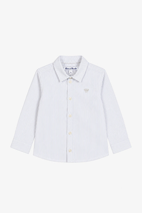 Shirt - Hellgraue Baumwolle mit Streifen - Image principale