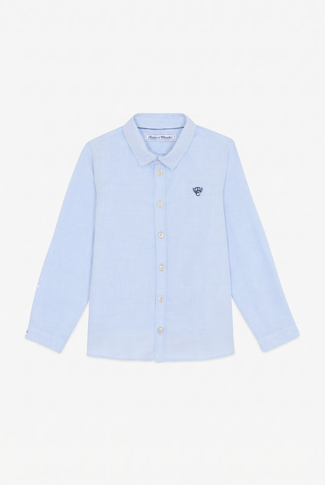 Camisa - Azul Bordado de algodón horizonte Azul azul marino - Image principale