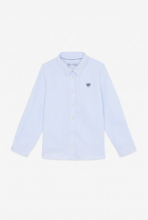 Chemise - Bleu ciel coton rayures - Image principale