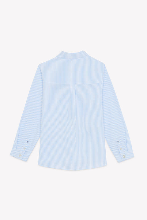 Chemise - Bleu ciel coton rayures - Image principale