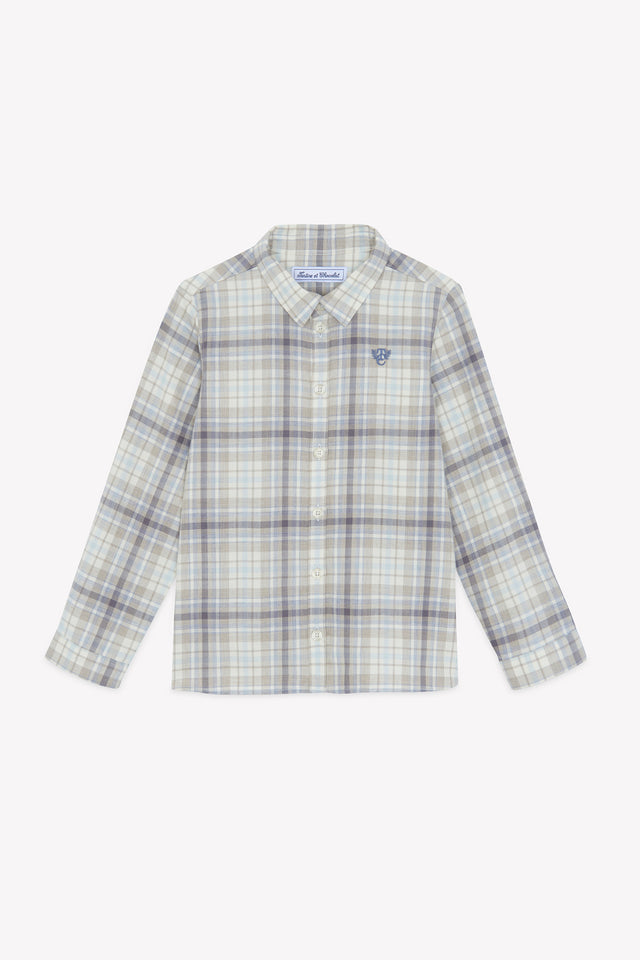 Chemise - Moka coton carreaux broderie - Image principale