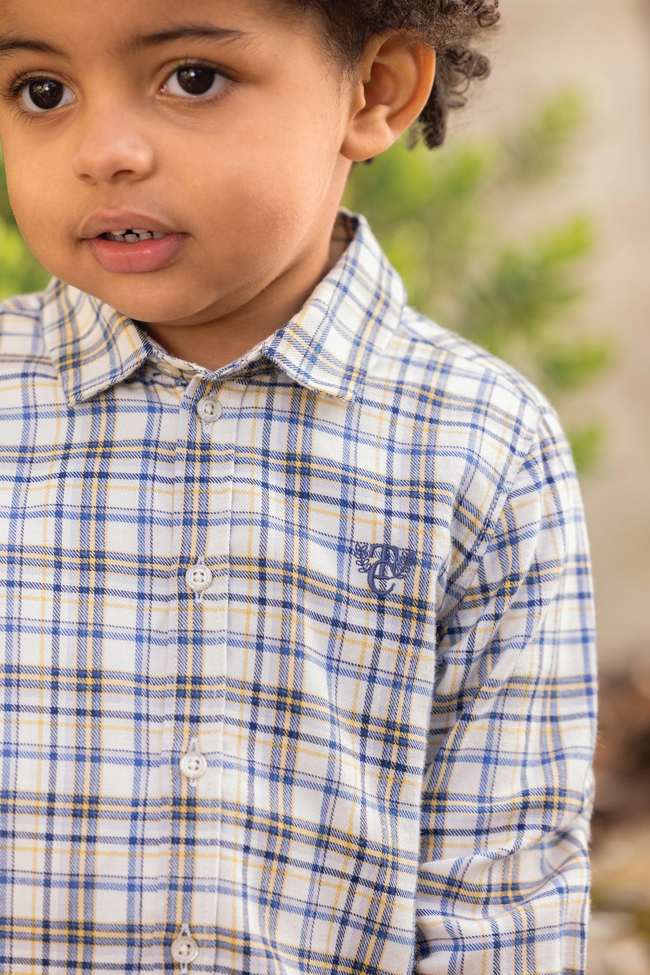 Shirt - Ecru cotton Check