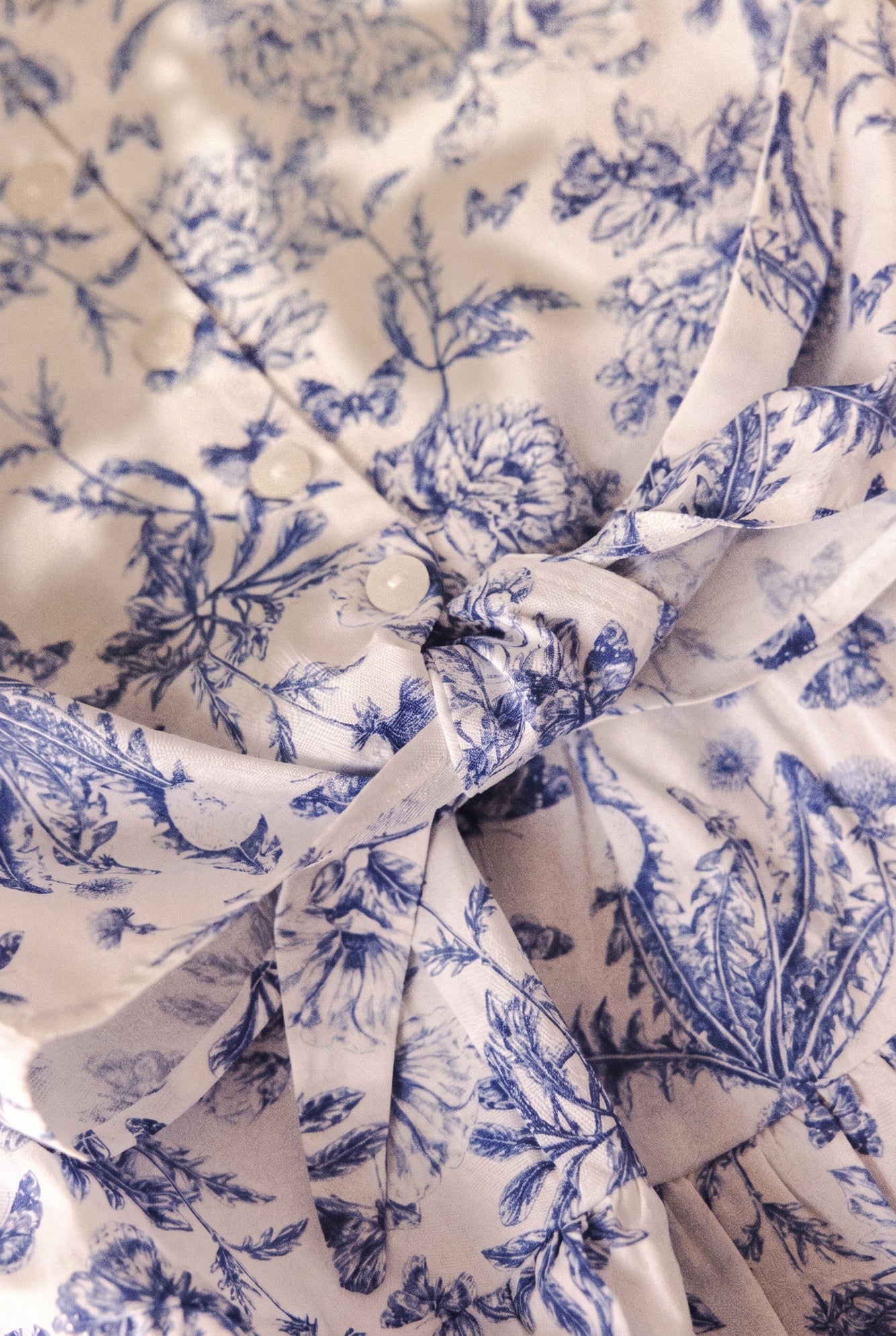 Ensemble long - Bleu coton imprimé inspiration toile de jouy