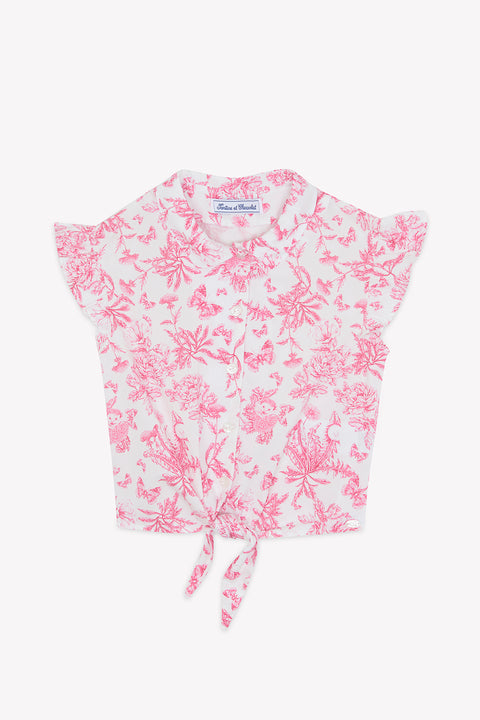 Ensemble long - Rose coton imprimé inspiration toile de jouy - Image principale