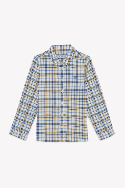 Shirt - Ecru cotton check embroidery - Image principale
